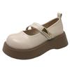 Buckle strap platform Mary Jane shoes women's medium heel Korean version one-word new 2025 spring and autumn British style small leather shoes women