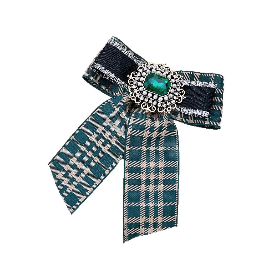 Vintage Fabric Bow Brooch Pin for Women Rhinestone Pearl Badge Shirt Dress Bowknot Elegant Lapel Pins Flower Accessories