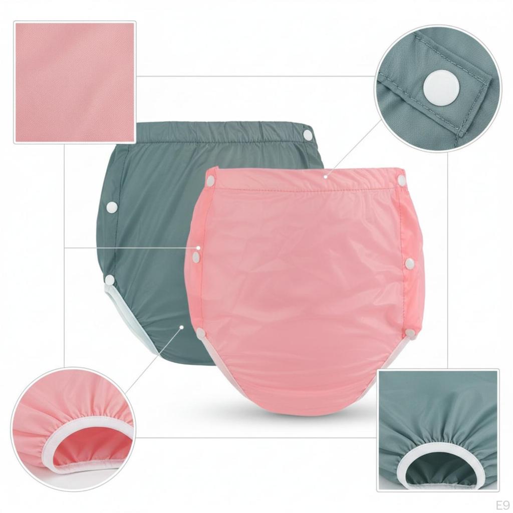 Adult Diaper Cover with Waterproof TPU Layer Washable Pants Fasteners Adjustable