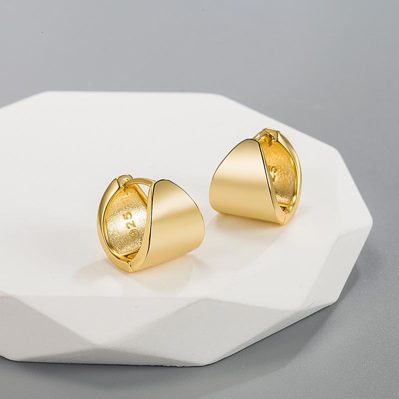 Gold Color Geometric Punk Hoop Earrings for Women Trendy  Unique Design Ear Buckle Classic Jewelry Gifts Wholesale