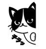 Hyokkori Cat Cutting Sticker Decal Bee Flower Pattern (Black, Cat Only)