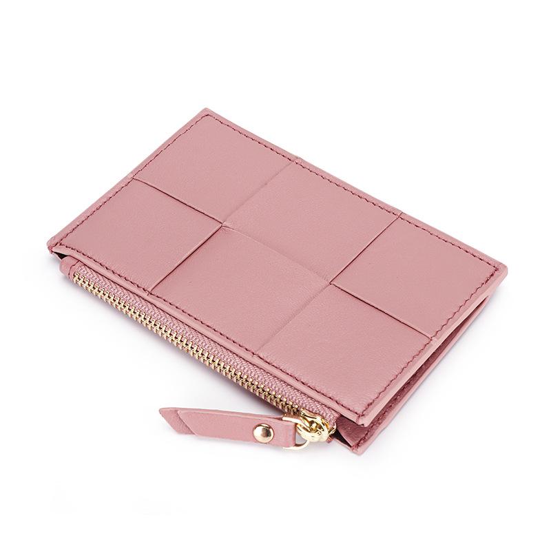 Genuine Leather Women's Sheepskin Woven Coin Purse and Multi-Card Holder