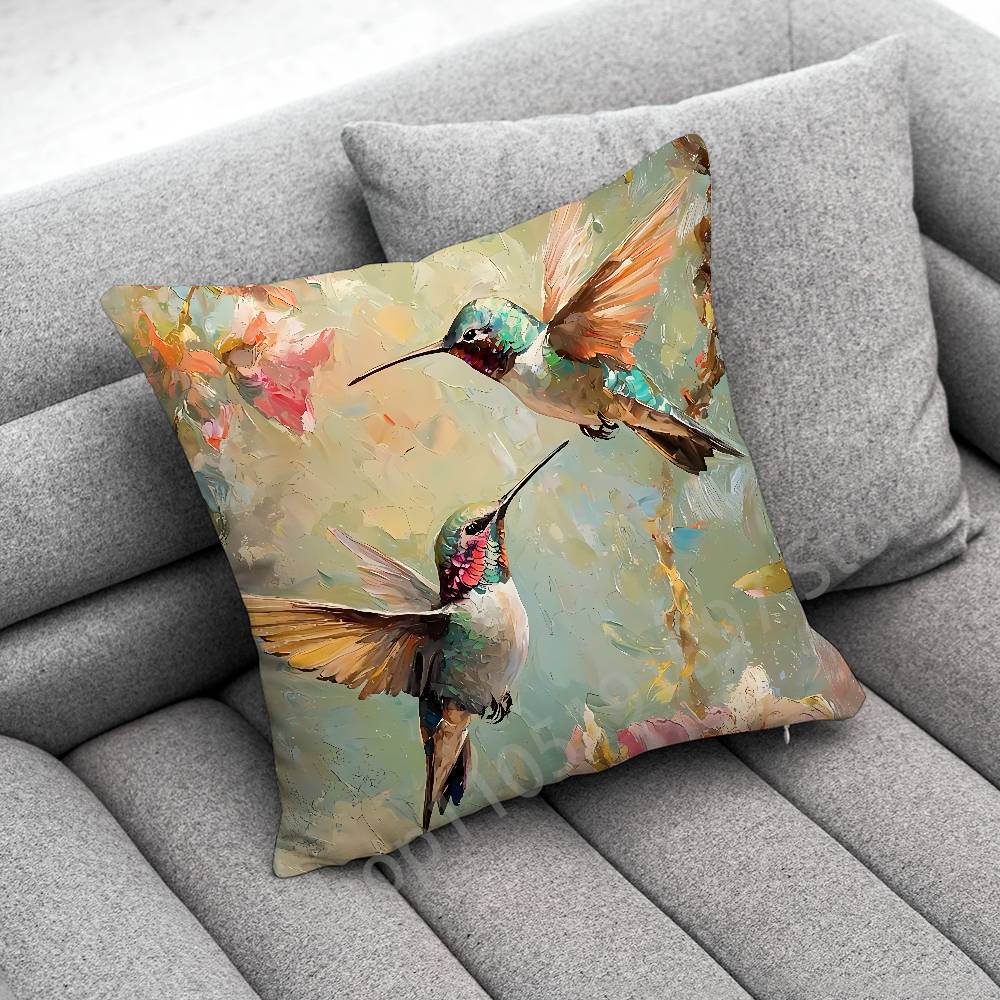 Colorful Bird Hummingbird Throw Pillow Case For 50x50cm 30x30cm 55x55cm 45x45cm 40x40cm Square Bed Pillowcase Cover