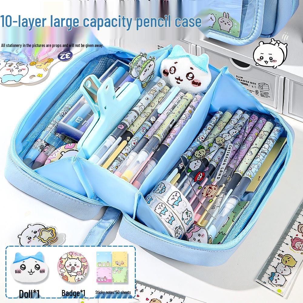 Chiikawa Cute Badge Pencil Case for School-Age Kids