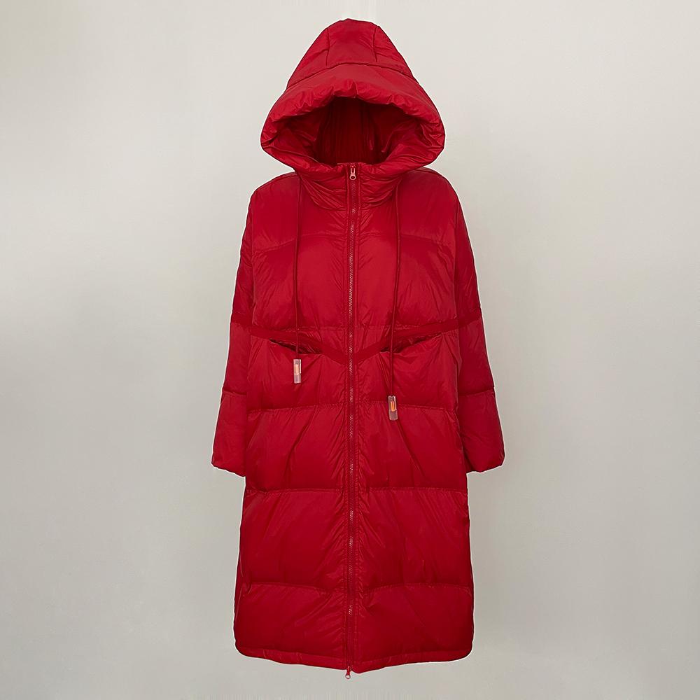 OFTBUY 2024 Winter Weiße Entendaunenmäntel Klassische Dicke X-Lange Warme Jacke Elegante Große Lose Daunenjacke Mit Kapuze