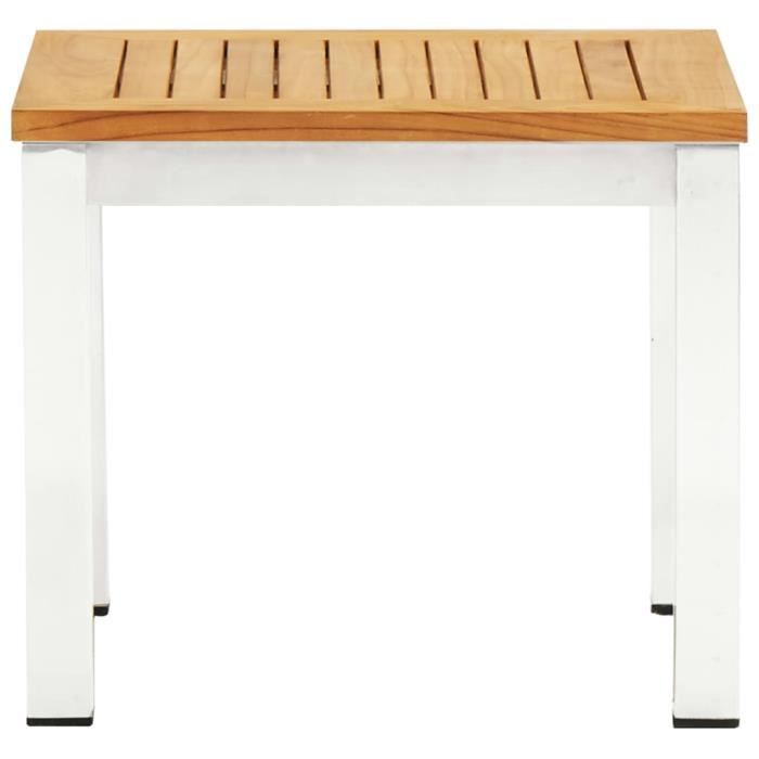 VidaXL Table d'appoint de jardin 45x45x38 cm Bois de teck et inox