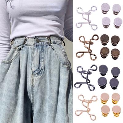 2 Set abnehmbare Metallknöpfe, Druckknöpfe, Hosennadel, einziehbarer Knopf, nähfreie Schnallen für Jeans, perfekte Passform, Reduzieren Sie die Taille