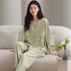 Pajamas women's spring and autumn pure cotton long-sleeved autumn new floral cardigan large size women's clothing can be worn outside loungewear suit