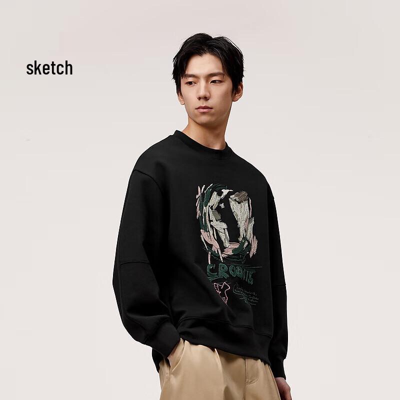 

CROQUIS Men s 2024 Spring Loose Fit Round Neck Long Sleeve Sweatshirt M