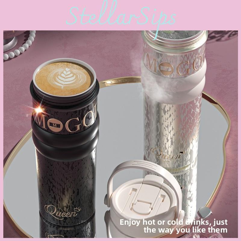 Ceramic Double Drink Coffee Cup With Handles And Straw For Office And Home Use