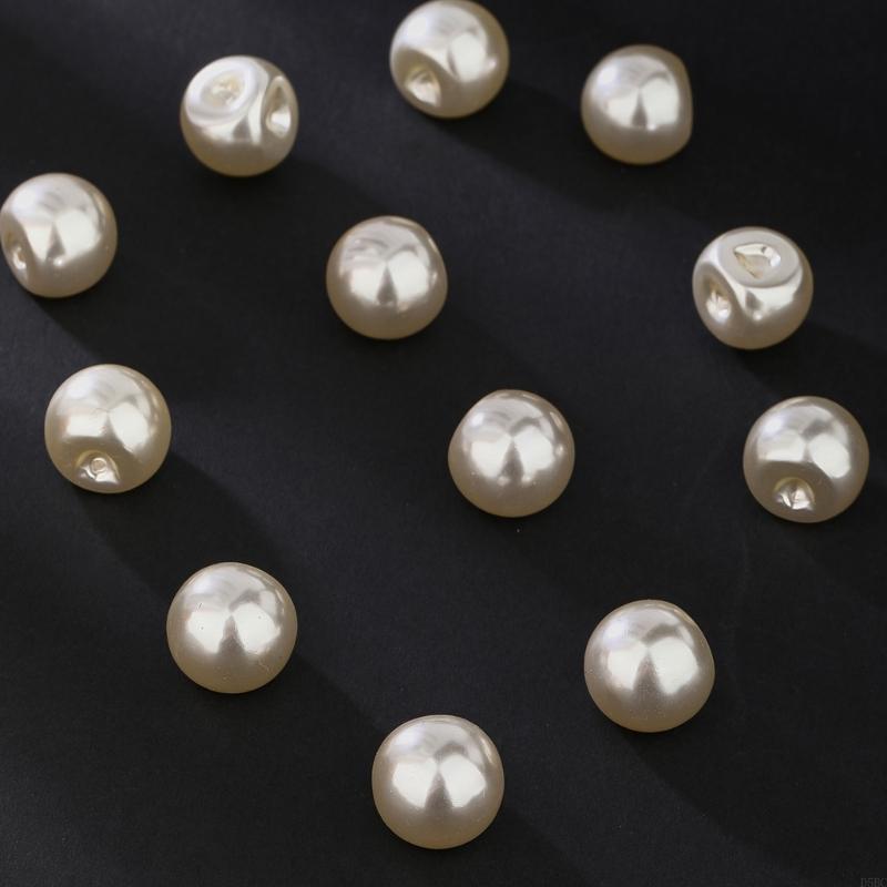 12Pieces Sturdy Plastic Fake Pearls Round Button for Clothing Accessories and Home Decoration