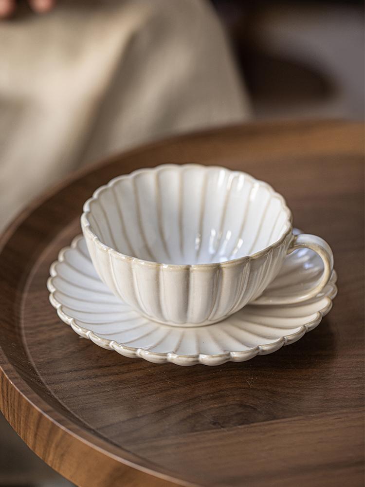 Vintage Ceramic Coffee Cup and Saucer Set Afternoon Tea Time Snowflake Design