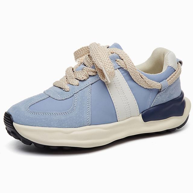 

Повседневные кроссовки женские из натуральной кожи в стиле пэчворк, разноцветные, на шнуровке, женская спортивная обувь на платформе, теннисные туфли женские, новые 40 синий