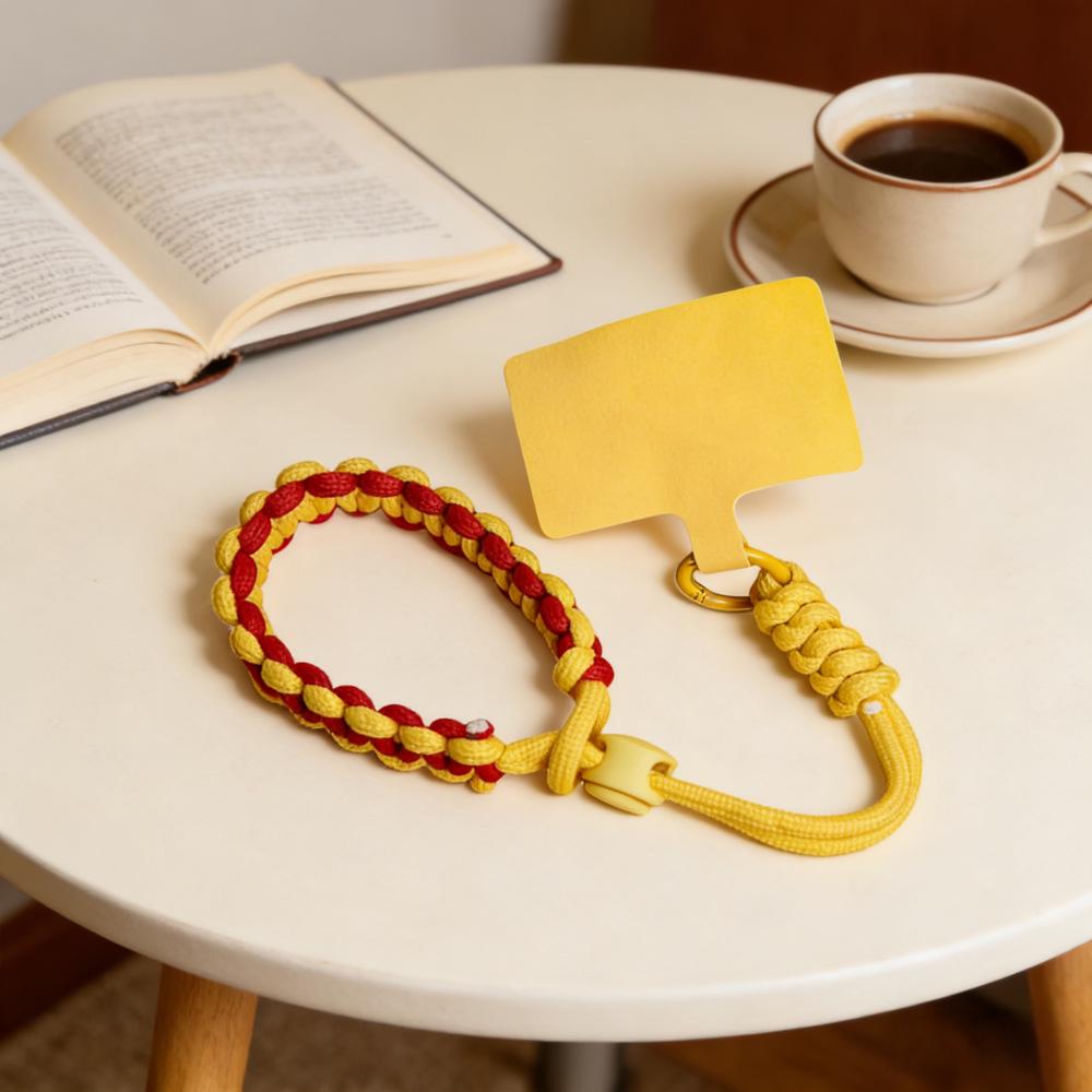 Adjustable Braided Phone and Camera Strap with Colorful Wrist Lanyard & Keychain