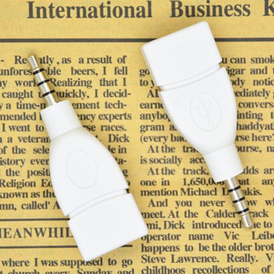 Vehicle 3.5mm Male Plug Jack to Aux Audio USB 2 Female Converter Adapter