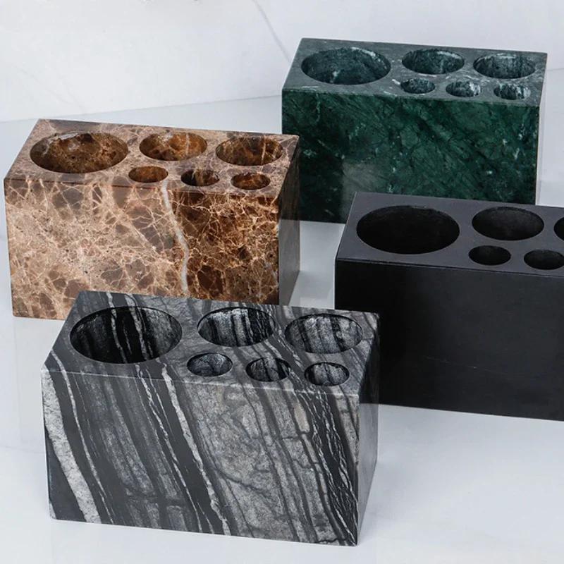 1pc Marble Toothbrush Holder Ornament Six Hole Toothbrush Holder Household Toothbrush Storage Rack Bathroom Accessories