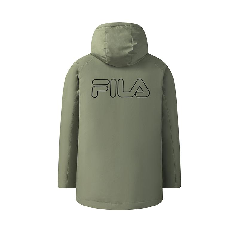 Fila Original Simple Fashion Retro Classic Versatile Comfortable Casual Warm Mid-Length Down Jacket Men Outerwear Green F61M549902FKK