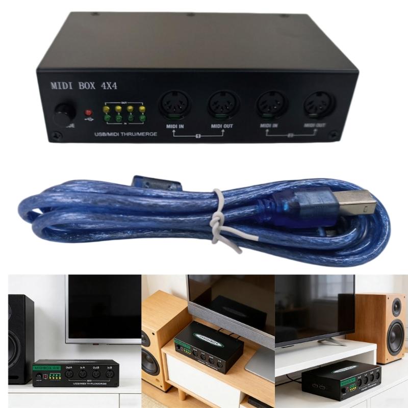 USB Controller 4 In 4 Out Splitter For Multiple Device Connection Plugs And Play Design Plastic Construction