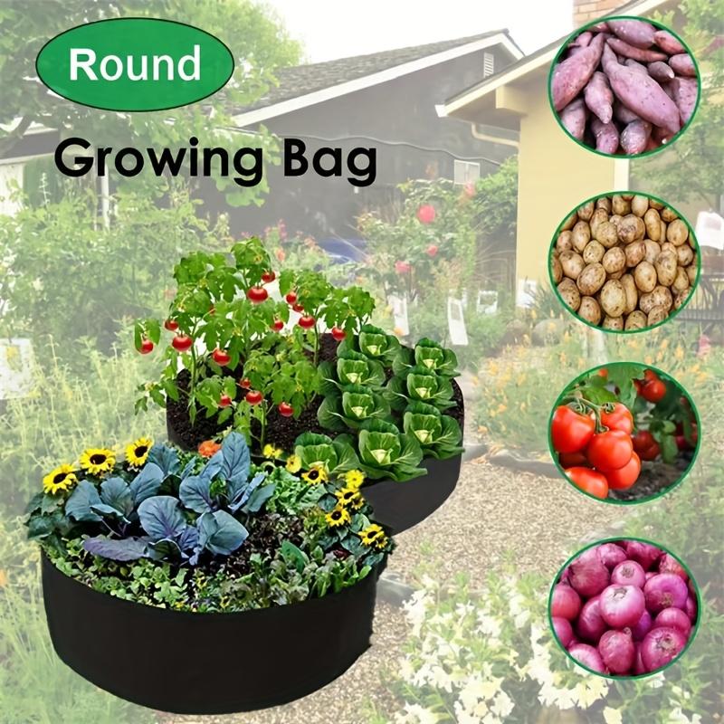 1pc Large 7-Compartment Planting Bag,Round Felt Fabric Raised Garden Bed with Grid Pattern, Lightweight Portable Indoor/Outdoor Planter for Vegetables