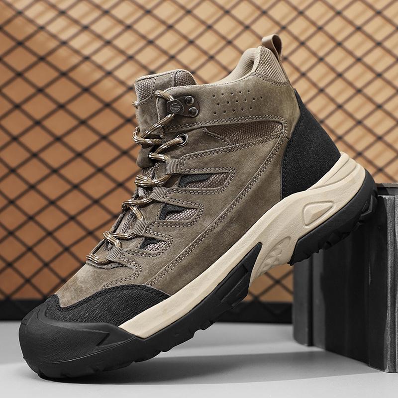 Fashion 2024Men Platform Designer Boots Fashion Desert Genuine Leather Boot New Comfy Non-slip Hiking Shoe High Top All-match Work Boots