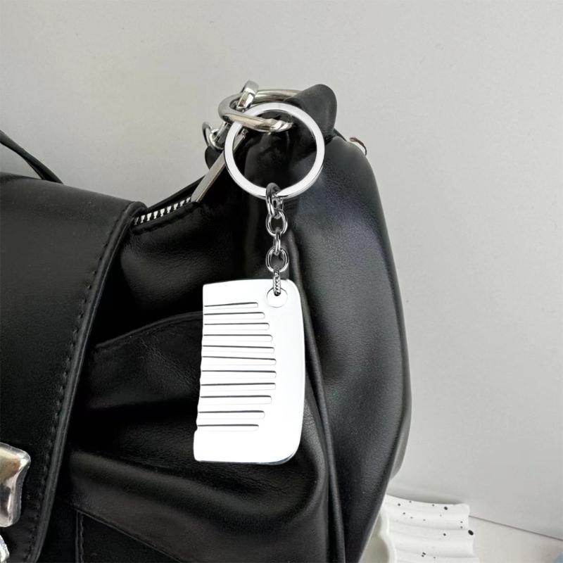 Hip Hop Style Keyring Titaniums Comb Pendant Keychain Edgy  Hair Styling Accessory for Fashion Women and Trendsetters