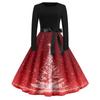 Women's Casual Fashion Round Neck Christmas Printed Vintage Dress