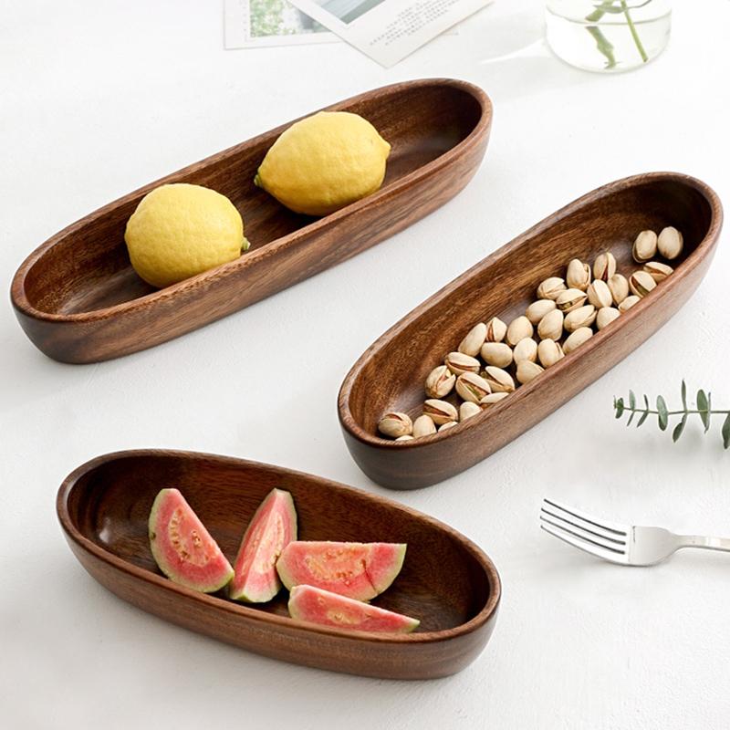 Japanese Wooden Table Tray Simple Round Tray Decorative Trays Snack Plate Sundries Display Organizer Desktop Decorative Plate