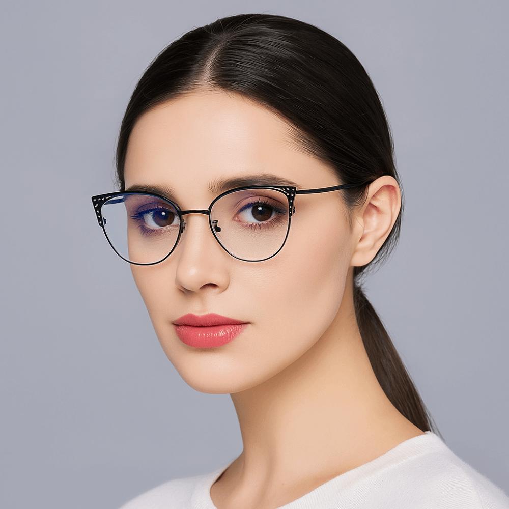 Rhinestone Studded Anti-blue Light Glasses Transparent Computer Eyewear  Student