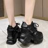 Fashion New Women Autumn Spring Chunky Sneakers Lace Up Platform Sports Shoes Woman Thick Bottom High Heels Female 9.5CM Wedges Sneakers