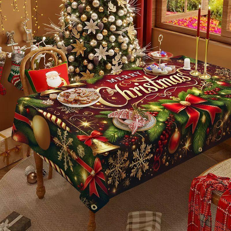 Weihnachtstischdecke, Neujahrs-Rundtischdecke, stimmungsvolle Dekoration, Kaffeetischdecke, Frühlingsfest-Tischdeckenbezug