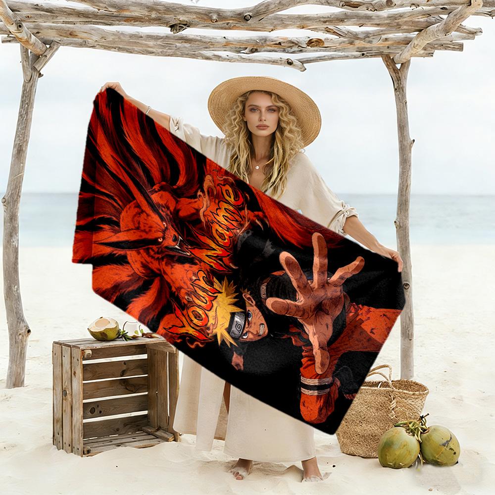 Naruto Character Customized Name Beach Towel Soft Durable Quick-Dry Ideal for Travel Outdoor Swim Pool Yoga Surf Camping Hiking Gym Gift Holiday
