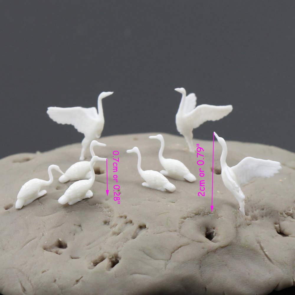 Diorama Scenery Collection Crane Bird Sculpture 24pcs Model Building Model Diorama Miniature Garden Decoration Railway Model Education DIY Red-crowned
