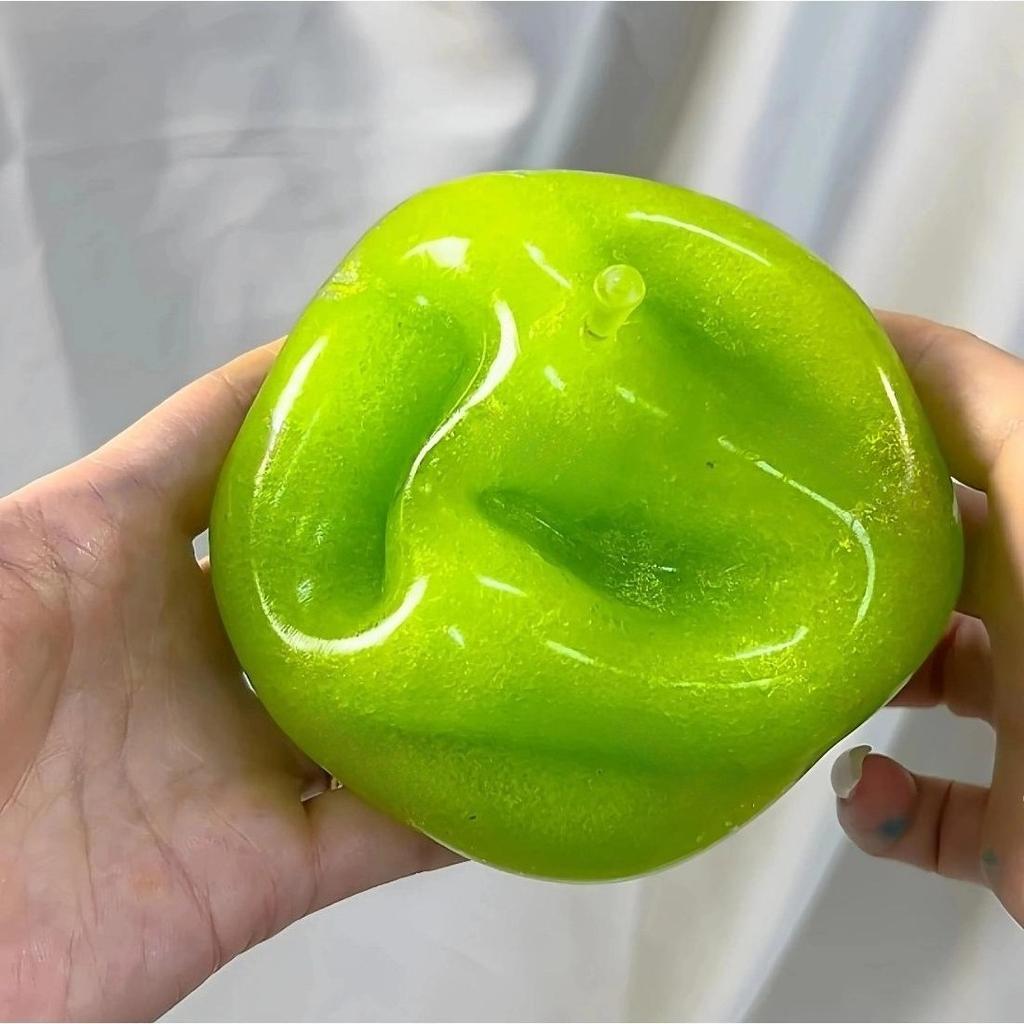 Green Apple Slushie Squishy Toy, Crunchy Moldable Non-rebound Fidget Toy for Stress Relief