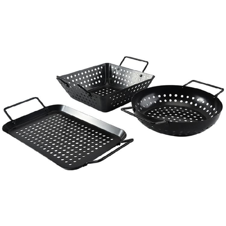 BBQ-Grillschale mit perforiertem Boden für Kochgeschirr Camping Fisch Gemüse Garnelen
