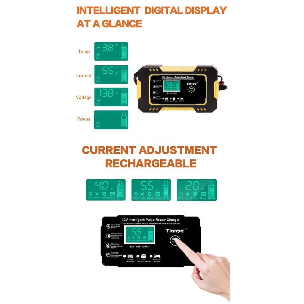 12V6A Car Motorcycle Battery Repair Charger All Intelligent Universal Type Lead Acid Storage Charger
