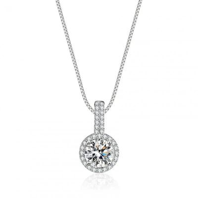 Collier tendance en argent S925 couleur platine pour femme, pendentif en moissanite de couleur D de 1 carat, cadeau d'anniversaire pour petite amie, gratuit