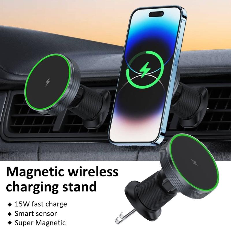 Car Phone Charging Mount for 15 14 13 Magnetic Adsorption Charging Stand Car Air Vent Mount Wireless Charging Stand