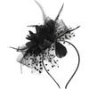 TEHAUX Vintage Decorative Hair Clip with Plume and Polka Dot Floral Design, Black Bridal Headband for Wedding and Tea Party, Women’s Special