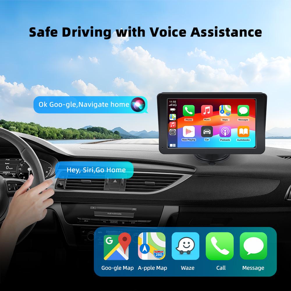 

Универсальный 7-дюймовый автомобильный радиоприемник, беспроводной видеоплеер для Apple CarPlay, Android, автомобильный сенсорный экран, подходит для BMW Volkswagen KIA