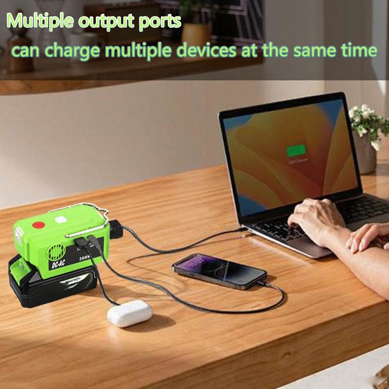 300W Multifunctional Inverter For GreenWorks GLB 40V Battery Power Inverter Adapter 120V/220-230V Power Bank With LED Light