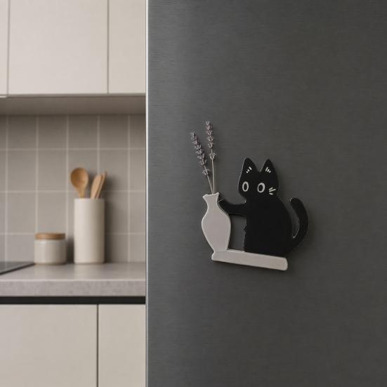 Cat Whiskers Holder Refrigerator Magnet, Cat Furs Keepsake Vase Fridge Magnet, Pet Memorial Decoration for Home, Kitchen