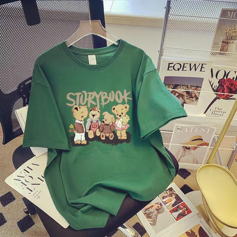 

Korean Style Cartoon Print Slimming Casual Women s Short Sleeve T-shirt - Fashionable and Trendy Age-Reducing Design M