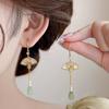 New Chinese Retro Style Fashionable Long Style Folding Fan Tassel Earrings