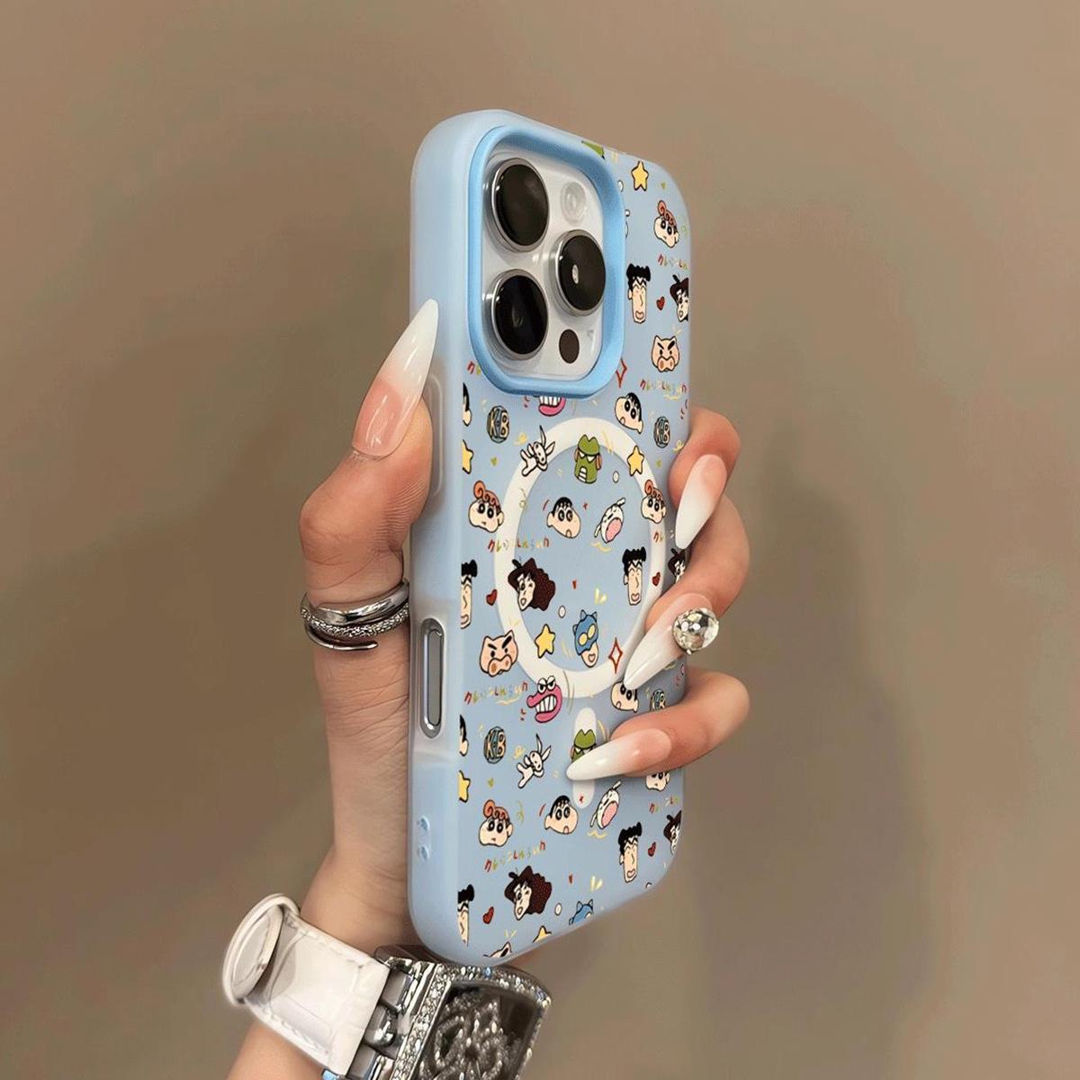 

Магнитный силиконовый чехол-желе 2-в-1 для iPhone для Apple 15 Матовый чехол для телефона 16pm Чехол с большим отверстием For iPhone 17PROMAX