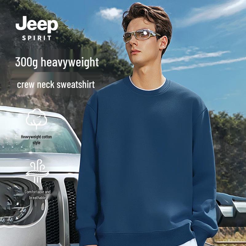 JEEP SPIRIT Men's & Couple's Loose Fit Round Neck Knit Sweatshirt