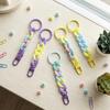 Macaroon Color Acrylic Chunky Chain Keychain Candy Color Keyring Wrist Lanyard  Backpack