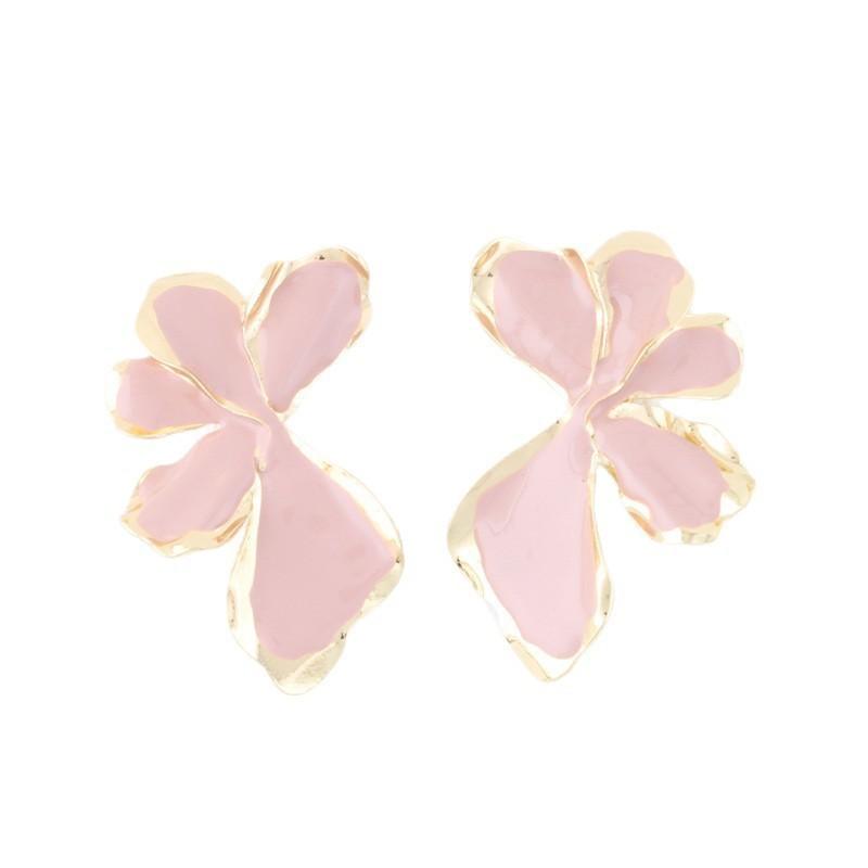 

Alloy Drip Flower Earrings Holiday Wind Earrings Sweet Mori Petal Stud Earrings