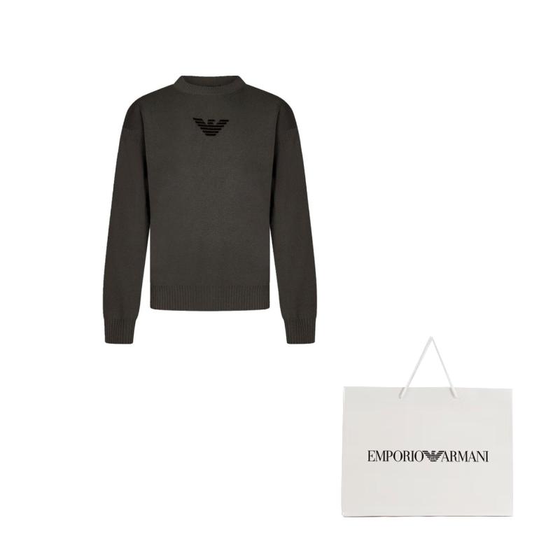 EMPORIO ARMANI Logo Flocked Crewneck Knitted Jumper EM0005-15AF1-2177