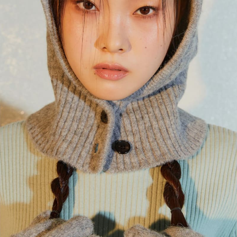 Kuho Plus Cable Knit Long Gloves Grey (KE3X5UM023)