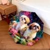 Shih Tzu and Flowers Pattern, Automatic Folding Umbrella, Portable and Foldable Design, 8 Ribs, a Christmas or Birthday Gift.